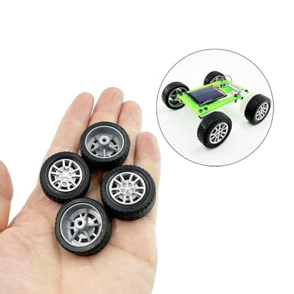 10PCS Small Toy Car Wheels Model Car Rubber Tire Wheels with 5PCS Shaft Round Axles for for DIY Model Toy RC Car Truck Robot Wheel Replacement Accessories (2x28mm) - style: 2x28mm