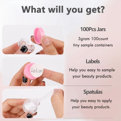 3 Gram Sample Containers 100 Count Empty Lip Balm Containers with Labels - color: Pink
