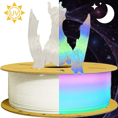 BBLIFE Glow Rainbow PLA Filament, 1.75mm Glow in the Dark Filament - color: Glow in Dark Multicolor Rainbow