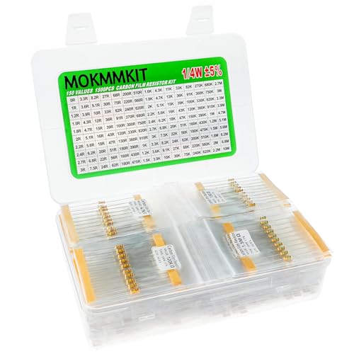 150 Values 1500 Pieces Resistor Kit 0 Ohm-10M Ohm 1/4W 5% - style: 1/4W 5% 1500 PCS