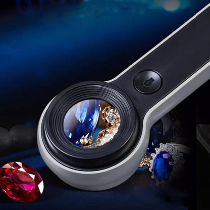 Handheld Magnifier Loupe 60x with UV and LED Lights, USB Rechargeable Illuminated Jewelers Loupe Optical Glass Magnifying Glass for Diamond, Jewelry, Coins, Stamps, Currency, Circuit Board