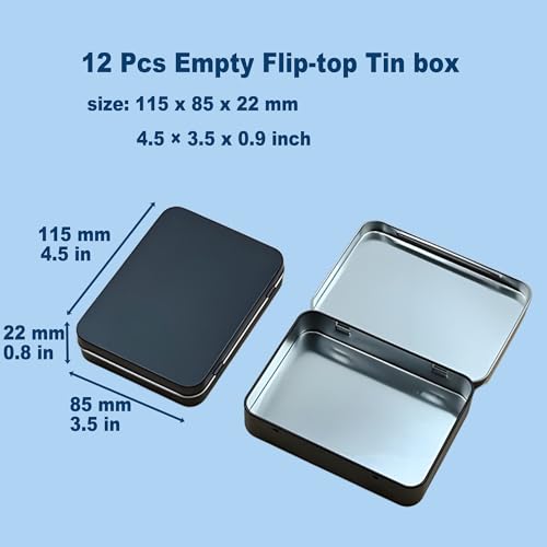 12-Pack Black Hinged Tin Boxes for Model Parts - color: Black, size: 12 Pcs 4.5" x 3.5" x 0.9"