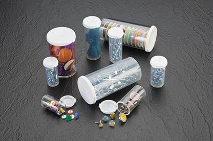 Caplugs CVV-50 CVV Series – Plastic Vial, 30 Pack, Natural Clear PP with White Cap, Vial Size 5 Drams, 0.63 Fl. Oz. Reusable Container, Sample Storage, Packaging, Display, Laboratory (ZCVV50ASMQ2)