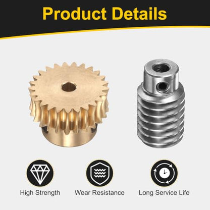 uxcell Worm Gear Set 25T 1 Module 25:1 Reduction Rate, 5mm/6mm Bore - size: 5mm/6mm Bore (1Mod 25T)