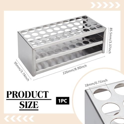 UNICRAFTALE 1 Set 304 Stainless Steel Multi-Use Cylinder Tube Display Racks Lab Supplies Round Holes Test Tube Holder Rectangle Test Tube Rack Hole 18mm for Classroom Lab 226x95x85.5mm - size: 22.6x9.5x8.5cm