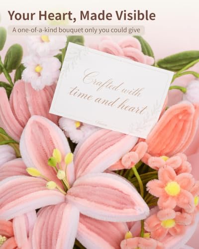 Vuzica 750Pcs Pipe Cleaner Flower Kit, 8mm Pink Pipe Cleaners Bulk - color: Lily Blush - Bouquet Edition