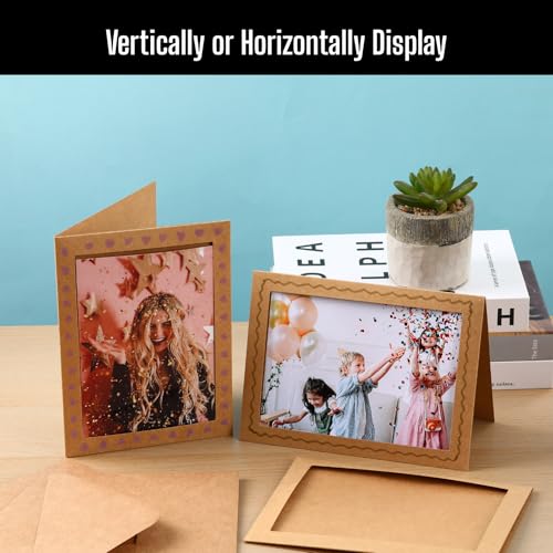 50 Sets Photo Frame Cards with Envelopes 5x7 Paper Picture Frames Bulk - color: Kraft, size: 5X7