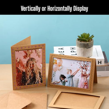 50 Sets Photo Frame Cards with Envelopes 5x7 Paper Picture Frames Bulk - color: Kraft, size: 5X7