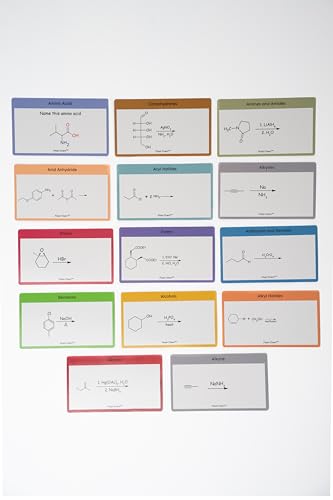 The Must Have Organic Chemistry Flashcards: 300 Color Coded Organic Chemistry Reactions Including Alcohols, Alkenes, Carboxylic Acids, Esters, Amides, Benzenes, Ketones, Amino Acids, and More