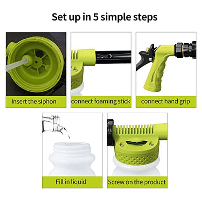 ESP Car Wash Foam Gun for Garden Hose Adjustable Hose Wash Sprayer Thick Filtration with Metal Handle Washing Mitts 6 Levels of Foam Concentration Snow Foam Blaster Quick Connector to Any Cleaning