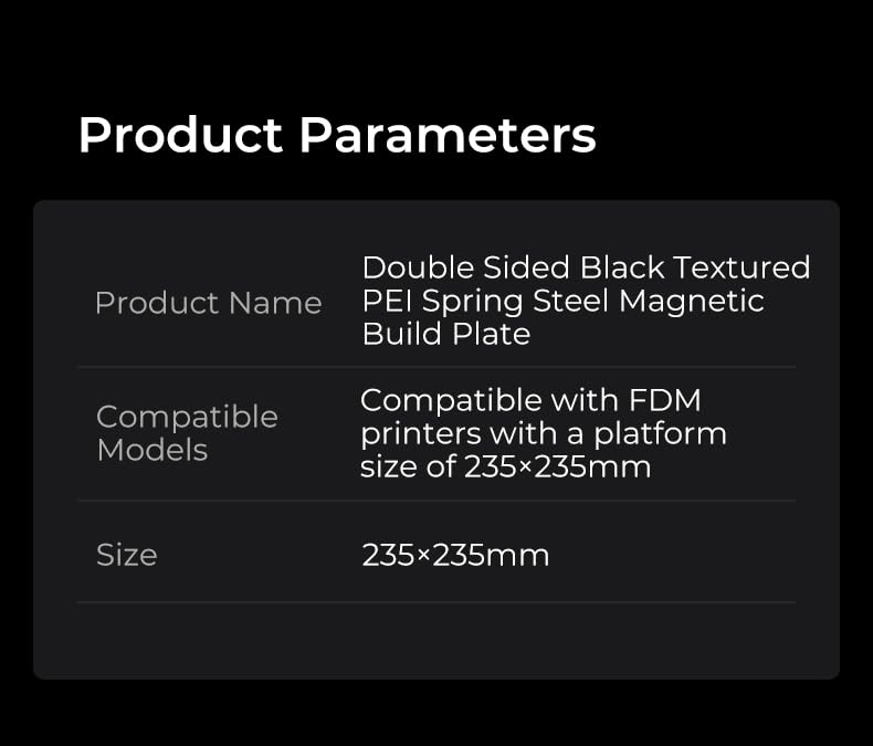 Creality Double-Sided PEI Plate Kit 235 * 235mm, 3D Printer Spring Steel Magnetic Bed Platform for Creality K1/Ender 5 S1/Ender 3/Ender 3 Pro/Ender 3 V2/Ender 3 S1 Pro/Ender 3 Neo, Black - style: Double-Sided 235*235mm