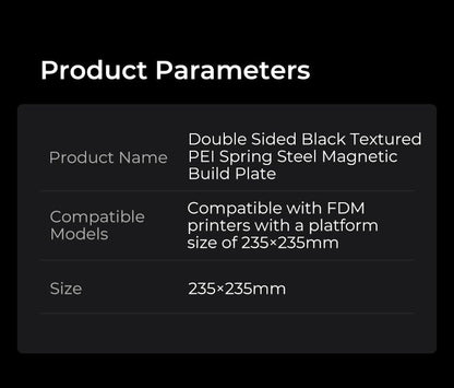 Creality Double-Sided PEI Plate Kit 235 * 235mm, 3D Printer Spring Steel Magnetic Bed Platform for Creality K1/Ender 5 S1/Ender 3/Ender 3 Pro/Ender 3 V2/Ender 3 S1 Pro/Ender 3 Neo, Black - style: Double-Sided 235*235mm