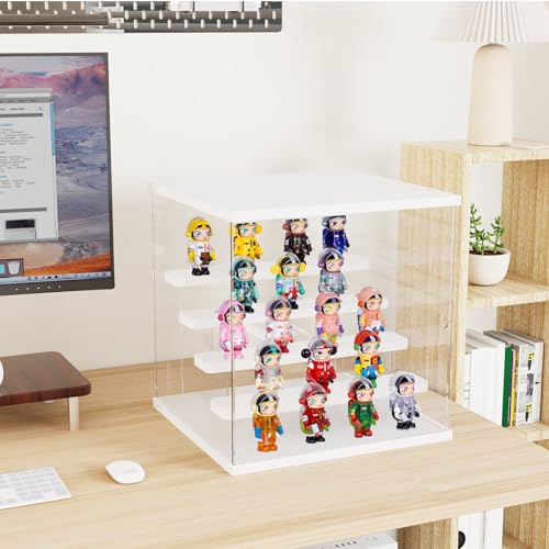 Acrylic Display Case for Collectibles, 5 Tier Figure Display Box with Door - color: White