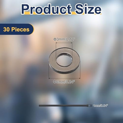 uxcell 30 Pcs M3 PVC Flat Washers 3mm ID 6mm OD 1mm Thick Plain Washer Grommets Plastic Sheet Gasket Fastener Sealing Spacer Gasket Ring Water Hose Washers, Clear Black - size: 3mm x 6mm x 1mm
