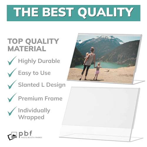 pbf 7x5 Acrylic Sign Holder Display | Clear Horizontal Slanted (6-Pack) - size: 6
