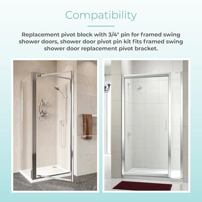 Shower Door Pivot Block with 3/4" Pin for Framed Swing Shower Doors