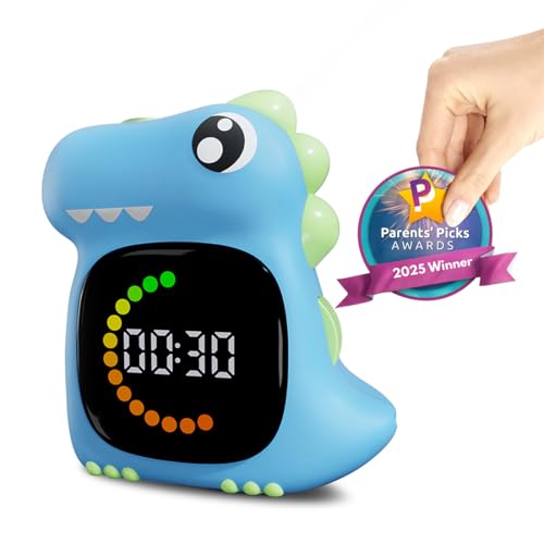 Visual Timer for Kids, Blue Dinosaur Digital Toddler Timer Visual Countdown - color: Light Blue