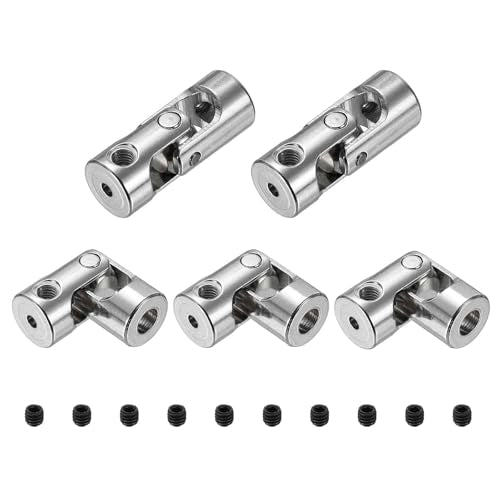 MECCANIXITY 5pcs Universal Joint Shaft Coupling, 2mm to 4mm Inner Dia Rotatable Steering Shaft U Joints Coupler with Screws for RC Car, Robot, Boat Drive Ship Motor Use - size: 2mm to 4mm