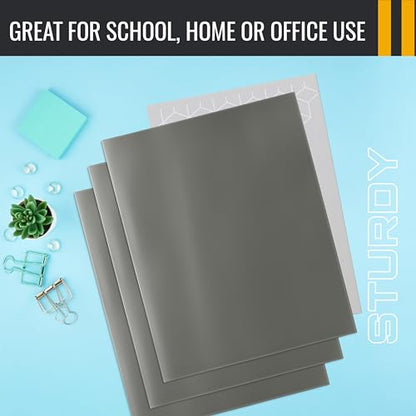 Better Office Products 2 Pocket Glossy Laminated Gray Paper Folders, Box of 25, Letter Size, Gray Paper Portfolios, 25 Pack - color: Gray