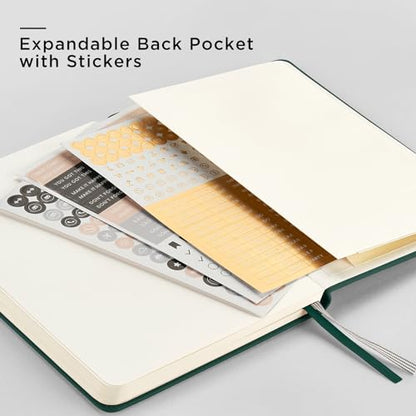 &And Per Se Dotted Journal Notebook (5 Packs), A5 Hardcover Leather Dotted Journal, 160 Pages 100 gsm Thick Paper, 3 Sheets of Stickers Included- 5.7'' x 8'' (Green - color: Green, style: 5 Pack-Dotted