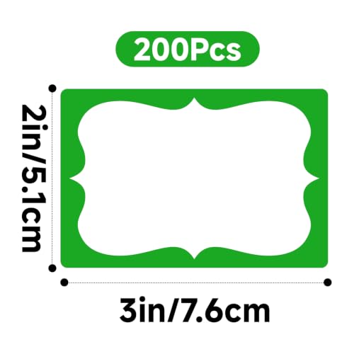Anwyll Green Name Tag Stickers - 200 Pcs 3'' x 2'' Name Label Stickers - color: Green