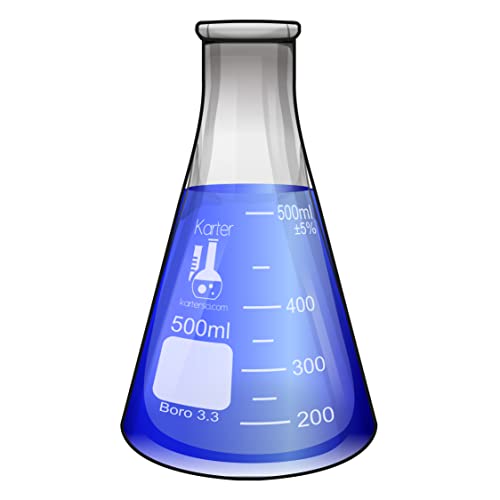 500ml Narrow Mouth Erlenmeyer Flask, 3.3 Borosilicate Glass, Karter Scientific 213G9 (Case of 36) - size: 500ml, style: Pack of 36