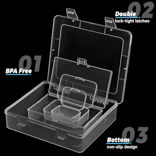 Clear Small Plastic Storage Containers with Lids, 7 Pack - size: 4 Size 7 Pcs
