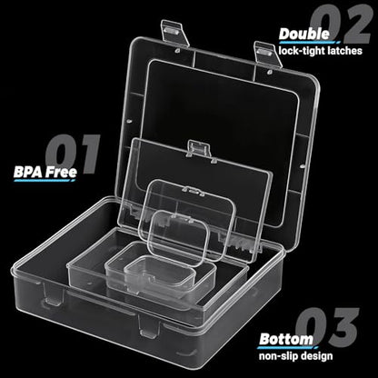 Clear Small Plastic Storage Containers with Lids, 7 Pack - size: 4 Size 7 Pcs