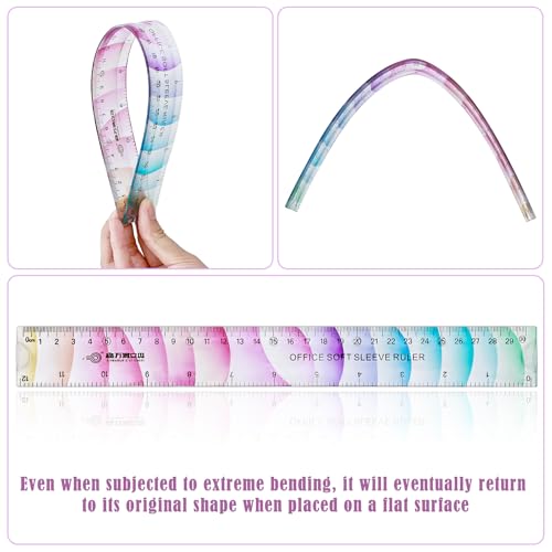 BAYTORY 6Pcs Flexible Plastic Ruler 30 cm/12 Inch, Transparent Rulers - size: 30 cm / 12 Inch