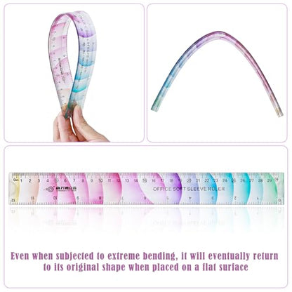 BAYTORY 6Pcs Flexible Plastic Ruler 30 cm/12 Inch, Transparent Rulers - size: 30 cm / 12 Inch
