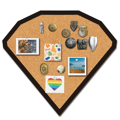 CRASPIRE Diamond Pin Cork Board Framed Bulletin Display Badge Wooden Decorative Corkboard 10.6x9.84In Wall Mounted Memory Memo Brooch Lapel Holder Storage for Home Office School Classroom Wedding - style: Diamond