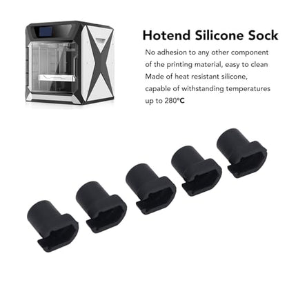 3D Printer Hotend Silicone Sock, 5 Pcs Heat Insulation Heater Block Silicone Cover, 3D Printer Accessories for X Max3, X Plus3, X Smart3, Secure Installation
