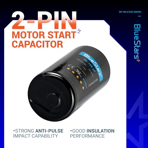 [2025 Upgraded] BlueStars 88-108 uF MFD 220-250VAC Motor Start Capacitor - size: 88-108 MFD 220-250 VAC