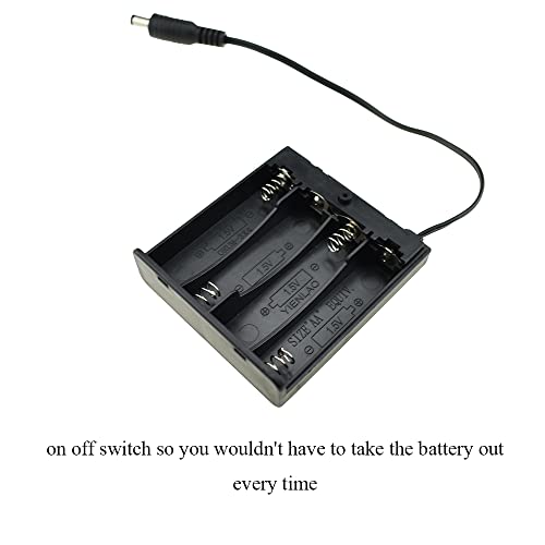 HAHIYO 6V 4x1.5V AA Battery Holder with DC Plug Portable Supply Quick Swap Securely Lids On/Off Switch Plastic Batteries Storage Box Case 2 Pieces for Wireless Cameras Halloween LED Light Strips - style: 4AA(DC Plug)-2P