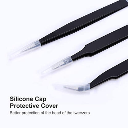 kaverme 3PCS Precision Tweezers Set, Upgraded Anti-Static Stainless Steel
