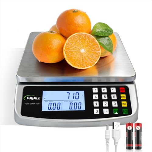 Large Food Scale 66 lb, Commercial Kitchen Scale 30kg with Price Computing, 0.05oz/1g, 304 Stainless Steel Digital Scale for sourdough Bread Baking Cooking Meat Restaurant Vegetables Farm - color: SILVER 30KG