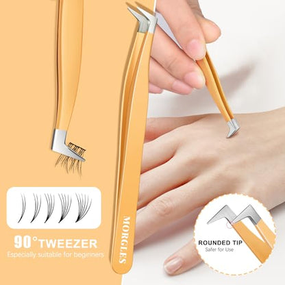 MORGLES Lash Tweezers for Eyelash Extensions, 5 Pcs Eyelash Tweezers - color: White