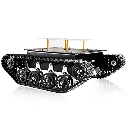 Professional Shock-Absorbing Smart Metal Robot Tank Car Chassis Kit for Arduino/Raspberry, Tracked Suspension Absorption Vehicle, Remote Control Track Crawler Damping Vibration Caterpillar - color: Black Wheel
