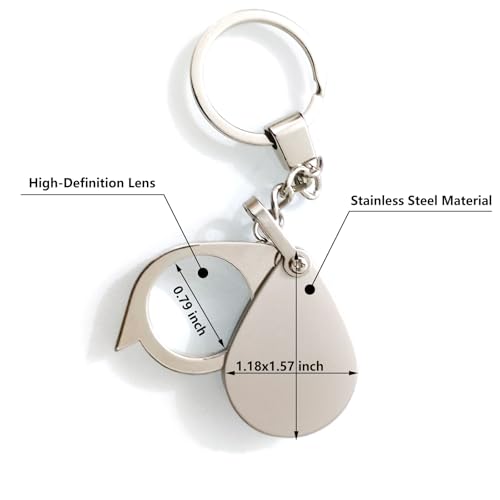 10X Mini Pocket Magnifying Glass – Folding Jeweler’s Loupe with Keychain for Reading, Jewelry and Hobbies