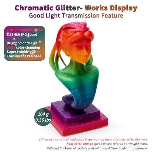 ZIRO Fast Color Change Twinkling PLA, 1.75mm Filament, Chromatic Glitter - color: Chromatic Glitter
