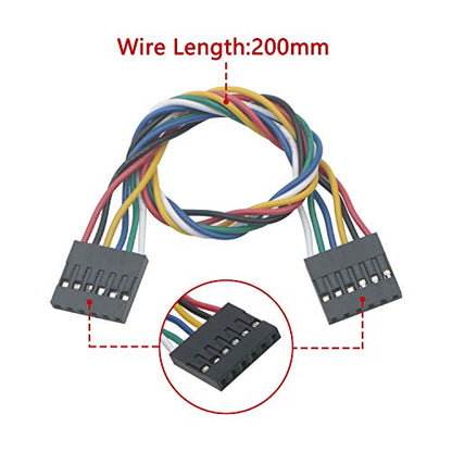 20Pcs 6Pins 20cm Dupont Line 2.54mm Pitch Female to Female Jumper Wire Connect Cables Double-Headed Line for Breadboard