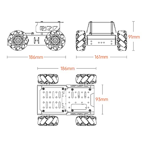 Mecanum Wheel Chassis Car Kit with TT Motor, Aluminum Alloy Frame, Smart Car Kit for DIY Education Robot