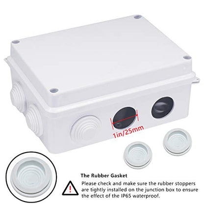 Zulkit Junction Box ABS Plastic Dustproof Waterproof IP65 Universal Electrical Boxes Project Enclosure White 5.9 x 4.3 x 2.8 inch (150 x 110 x 70mm) - size: 5.9" x 4.3" x 2.8"