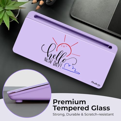 Chalkola Lavender Glass Desktop Whiteboard with Storage + 3 Markers - color: Lavender