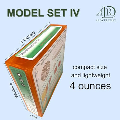 ARD Culinary Knife Cuts 3D Visual Model Set IV-A Level III (advanced) Educational Culinary Training Tool Set for Precision Knife Skills with 3D Template Guides