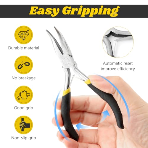 Mini Pliers Set, 8pcs Long Nose Pliers with Comfort Grip Handles for Making Crafts, Electronic Repairing & Jewelry, Multi Purpose Jewelry Making Tools, DIY Nippers Repair Tool Kit