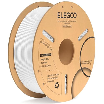ELEGOO PLA Plus 3D Printer Filament 1.75mm White 1KG, Tougher & Stronger | Upgrade PLA Filament, Less Tangle & No Clogs, +/- 0.02mm Accuracy, Moisture Sealed, 1kg Spool Fits Most FDM 3D Printers - color: White, size: 1KG