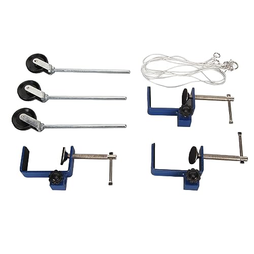 Universal C Clamp Desk Clamp Table Mounting Clamp, 3 Pcs Heavy Duty C Clamp Pole Holder Mount Clamp for Physics Teaching Laboratory, Reinforced Metal Rod and Pulley Kit