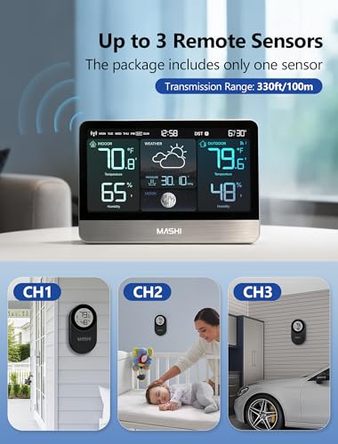 MASHI Weather Station Wireless Indoor Outdoor with 8.8" Colorful Display