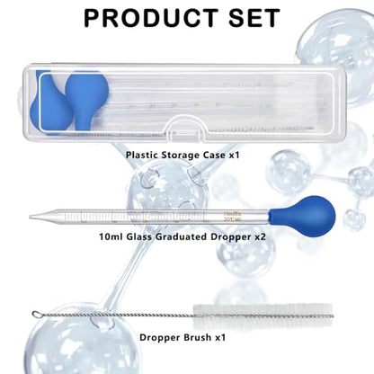 Artcome 4PCS 10ml Glass Graduated Dropper Kit with Brush & Storage Case - size: 4 pcs